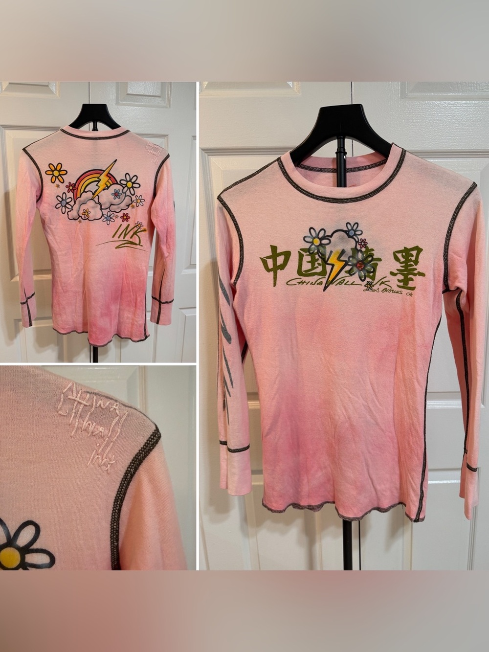 Very Rare!-Great China Wall-Graphic 100% Cotton Henley-One Size